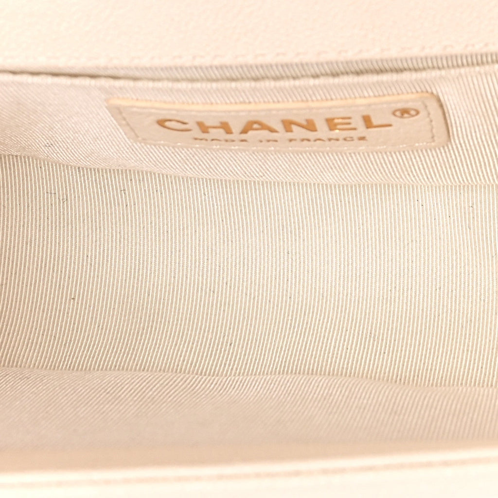 Caviar Quilted Small Boy Flap White