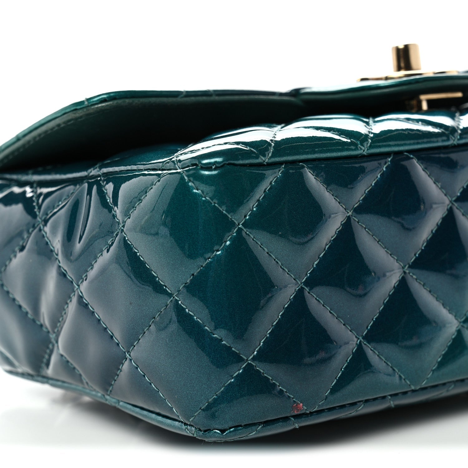 Shaded Patent Calfskin Quilted Mini Rectangular Flap Green Blue