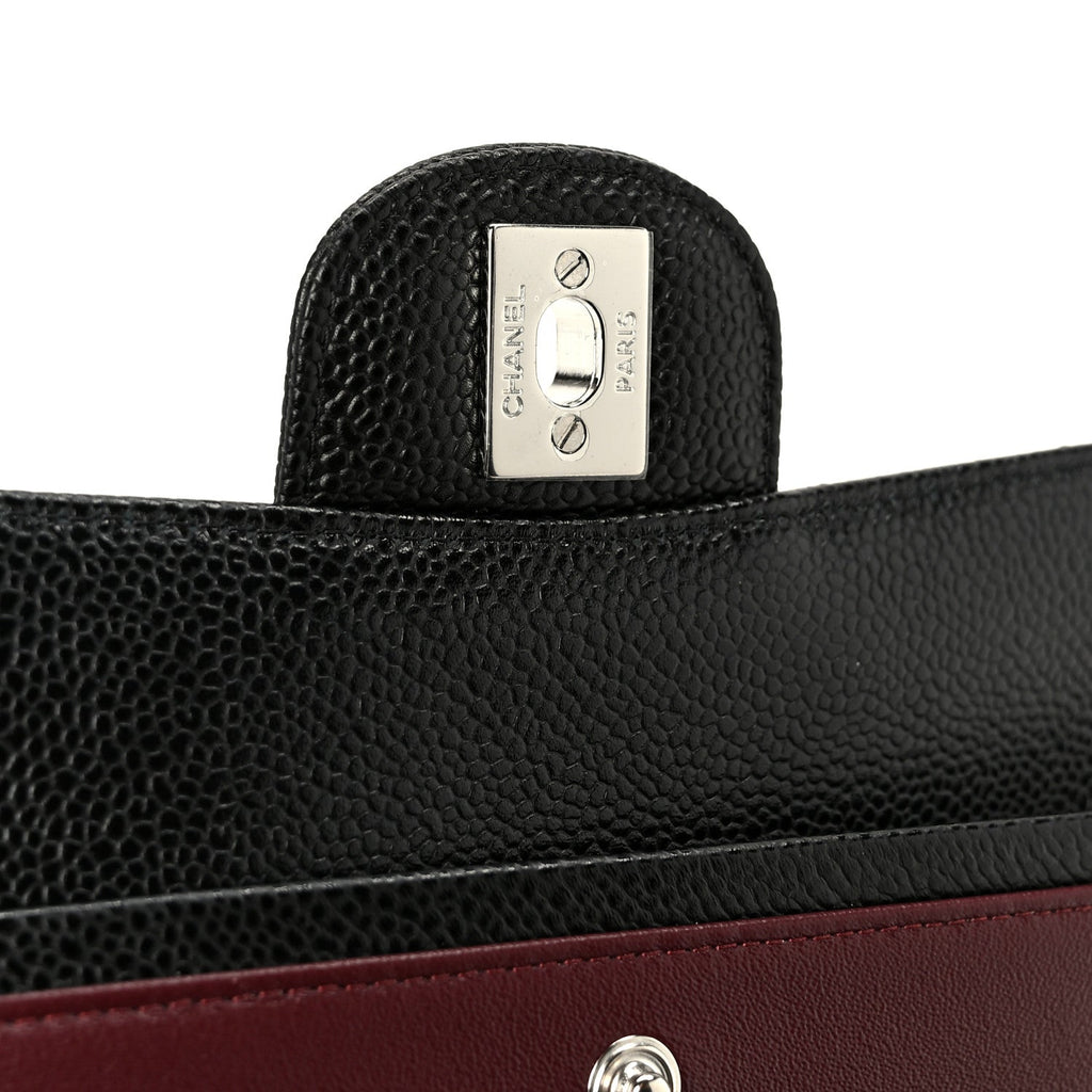 Caviar Quilted Medium Double Flap Black