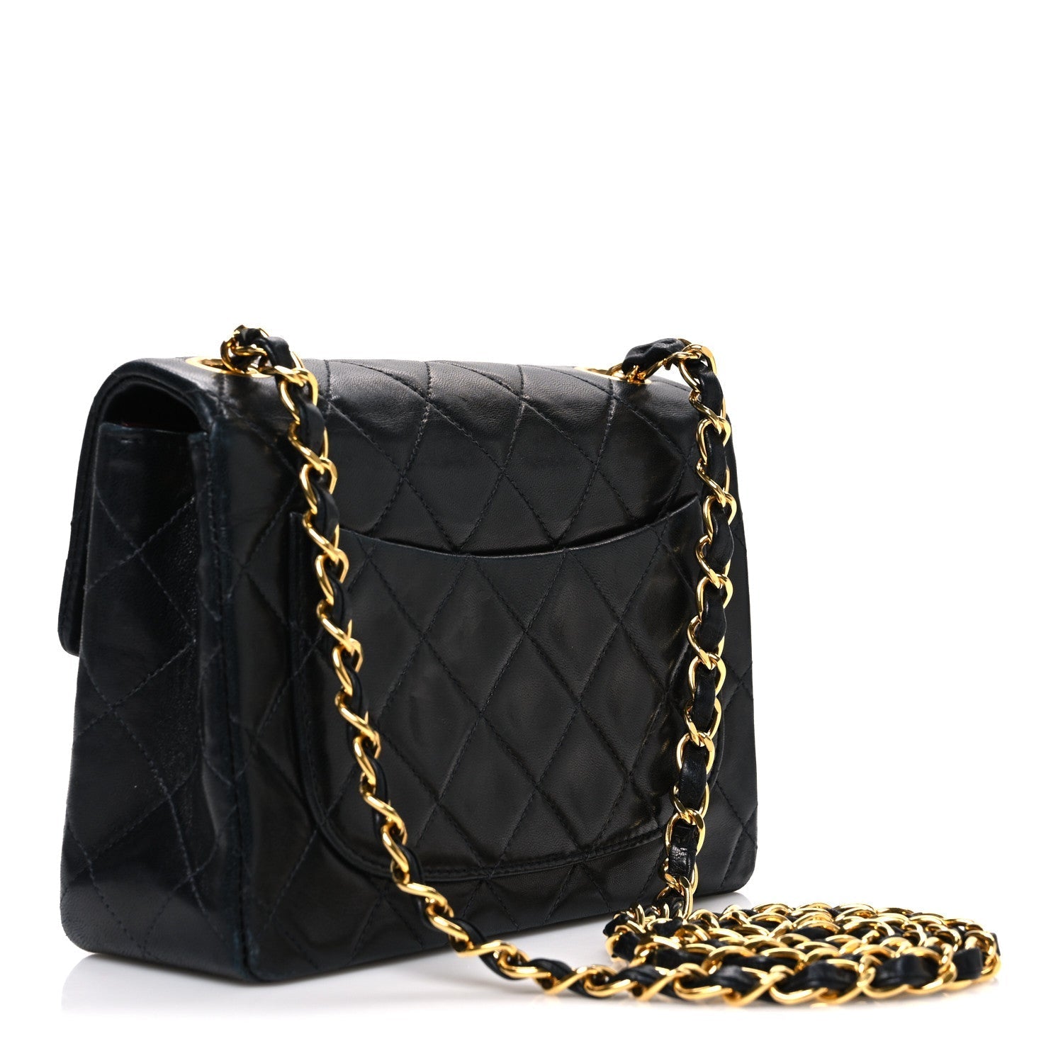 Lambskin Quilted Mini Square Flap Black