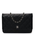 Caviar Quilted Wallet on Chain WOC Black