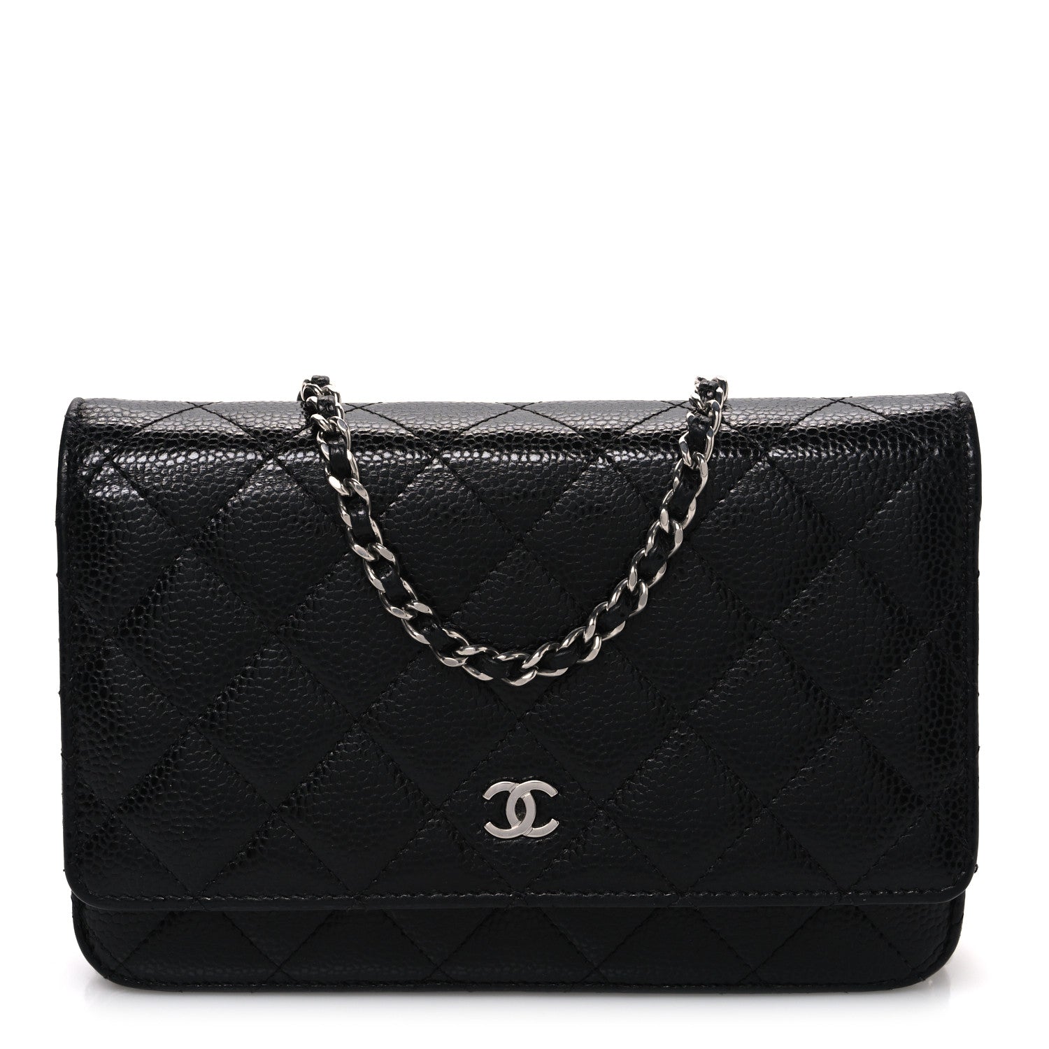 Caviar Quilted Wallet on Chain WOC Black