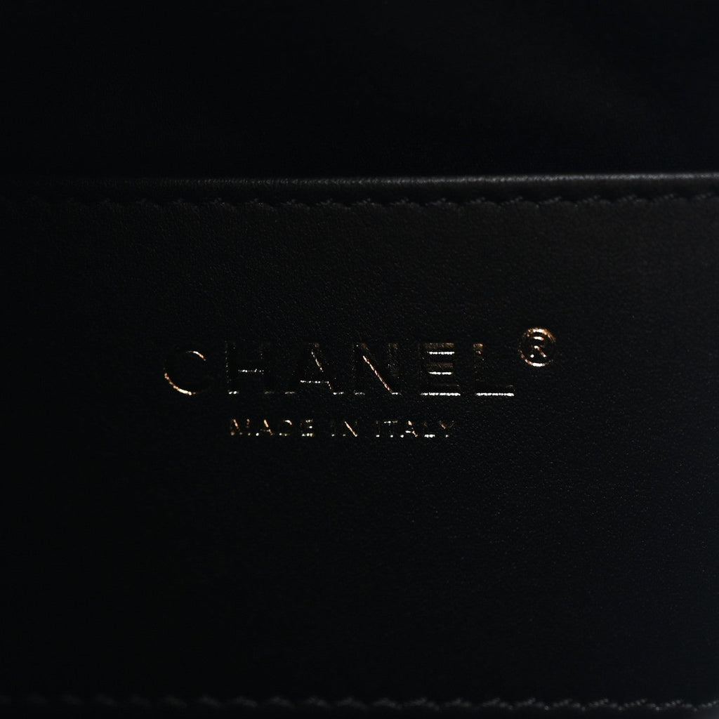 Washed Denim Quilted Small Chanel 25 Handbag Black