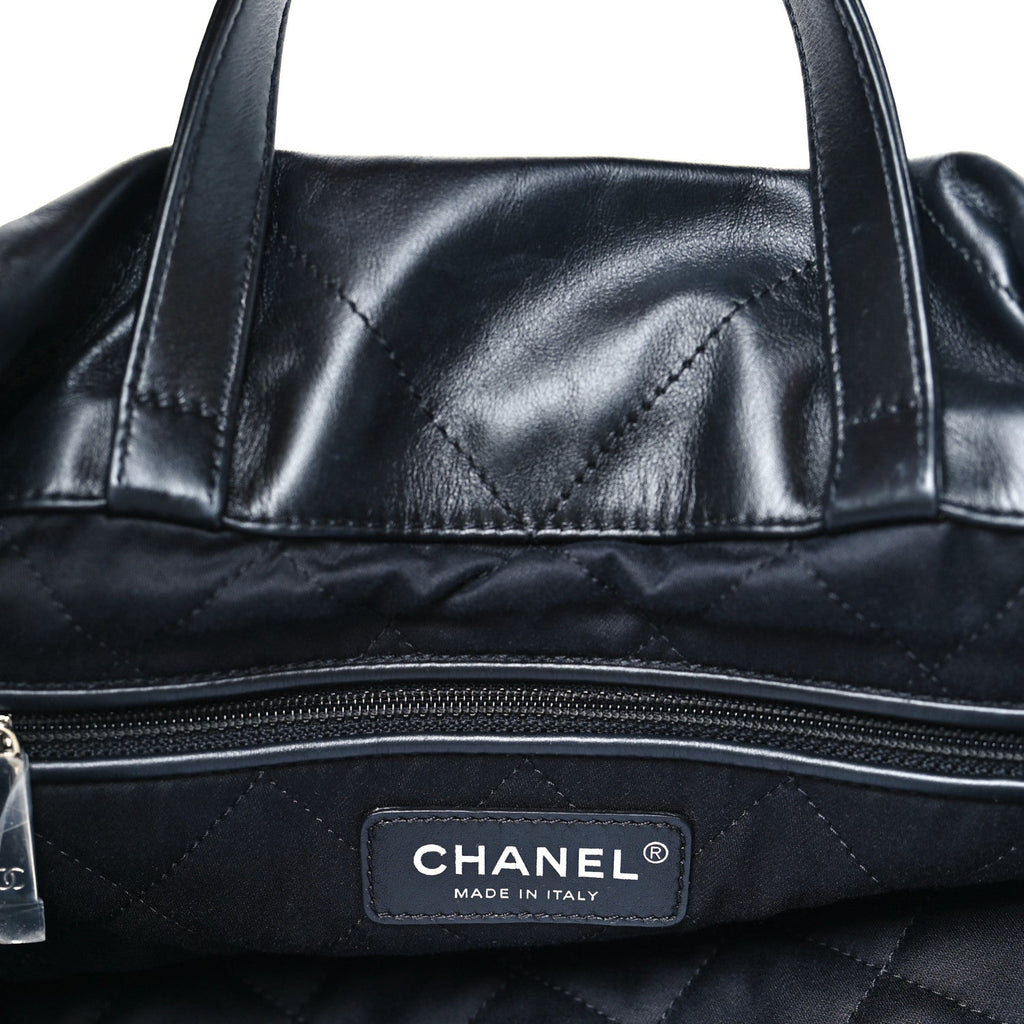 Shiny Calfskin Quilted Chanel 22 Backpack So Black