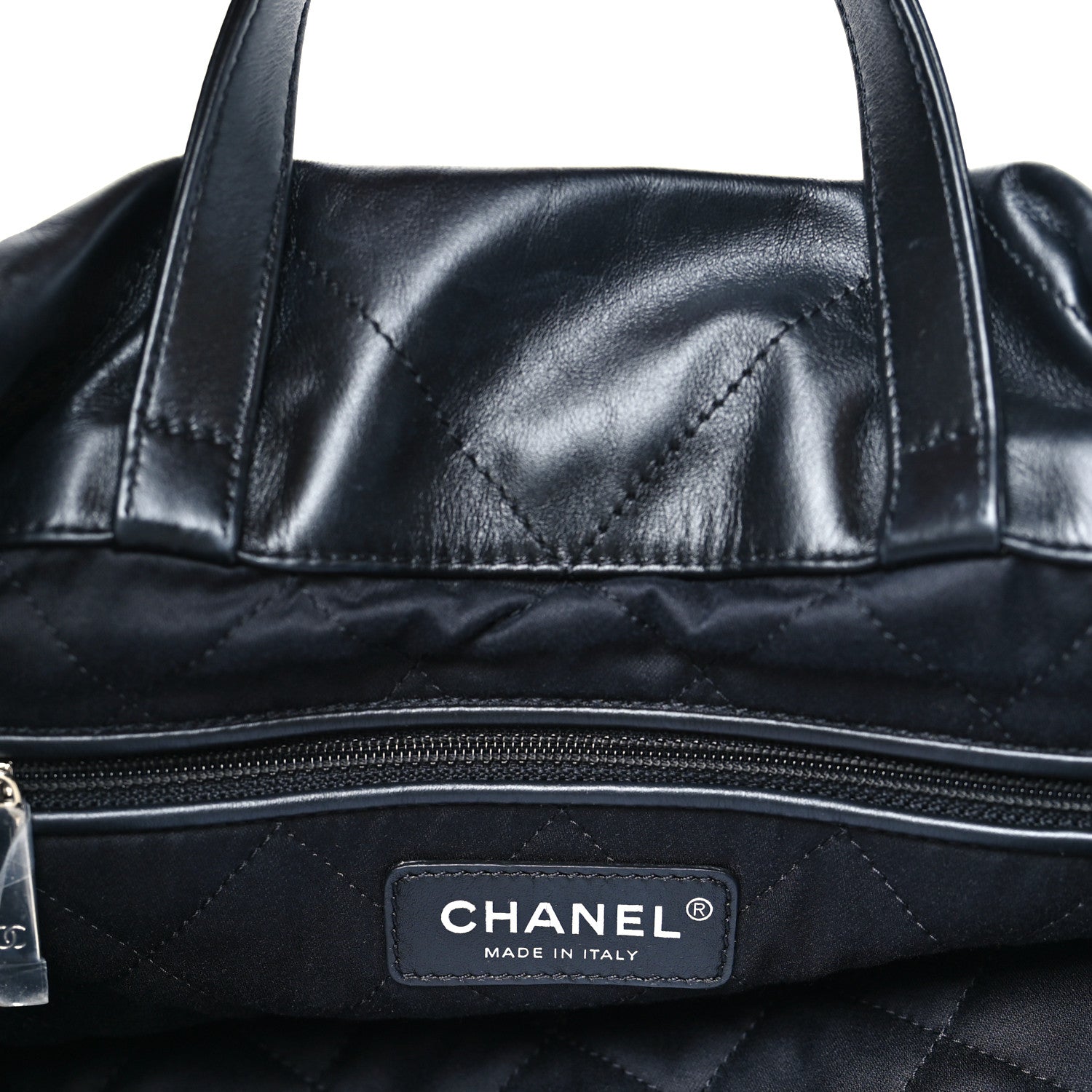 Shiny Calfskin Quilted Chanel 22 Backpack So Black