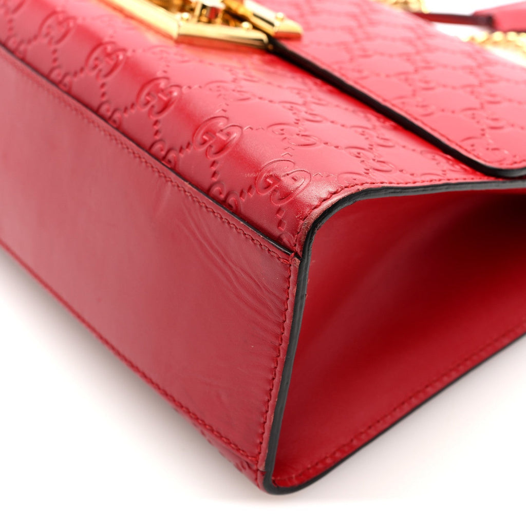 Guccissima Medium Padlock Shoulder Bag Hibiscus Red