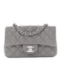 Caviar Quilted Mini Rectangular Flap Grey