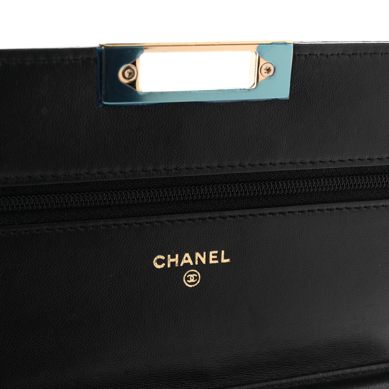 Lambskin Quilted Golden Class Wallet on Chain WOC Black