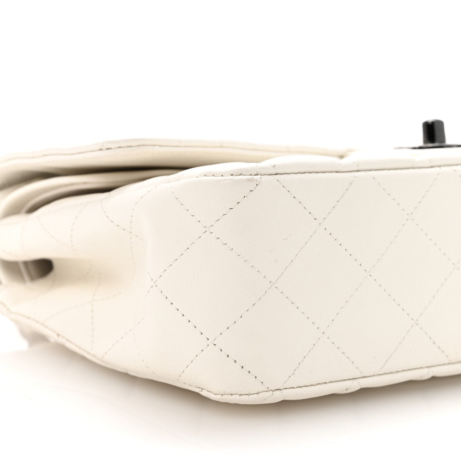 Crumpled Calfskin Quilted Medium Double Flap White