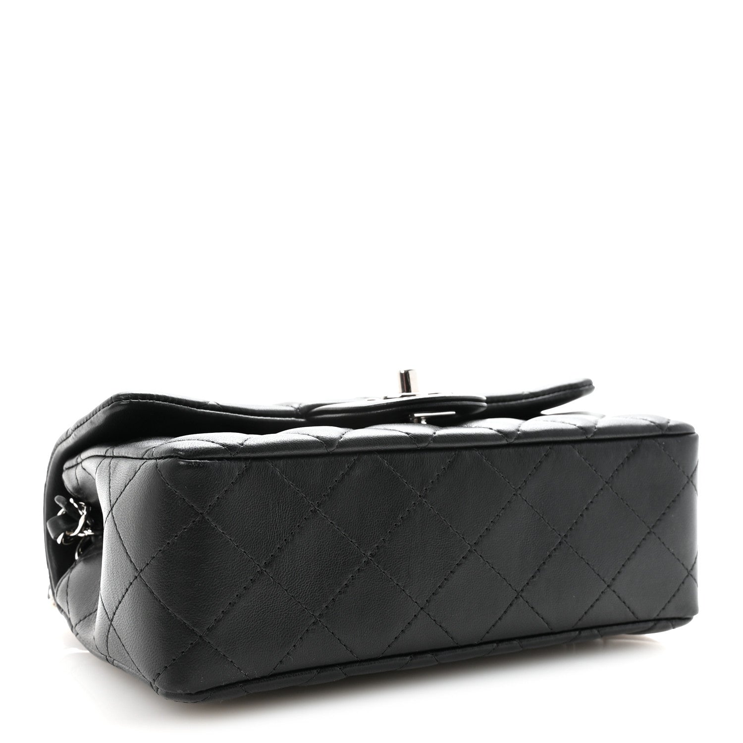 Lambskin Quilted Mini Rectangular Flap Black