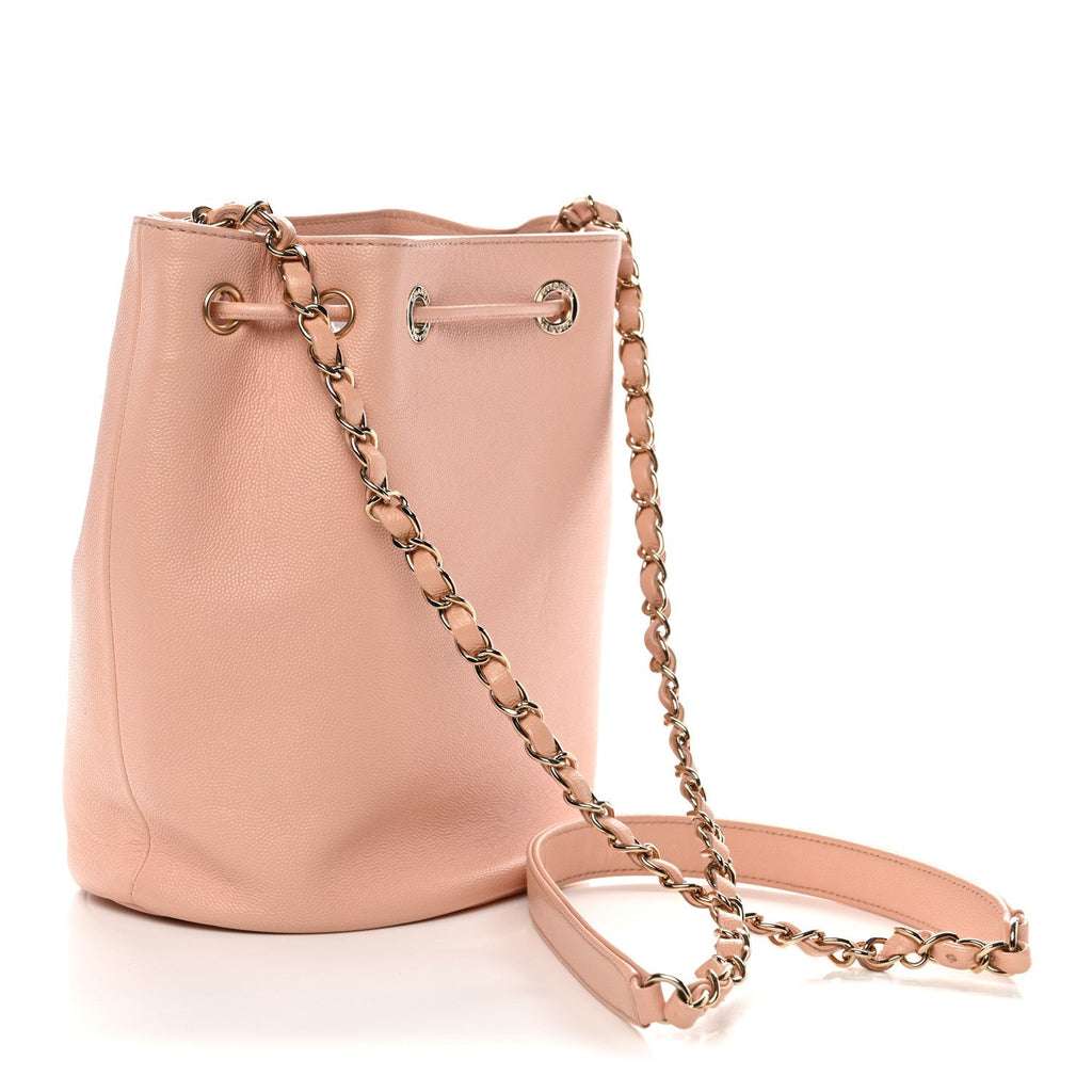 Caviar Deauville Drawstring Bucket Bag Light Pink