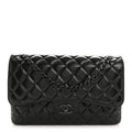 Shiny Crumpled Calfskin Quilted Jumbo Double Flap So Black