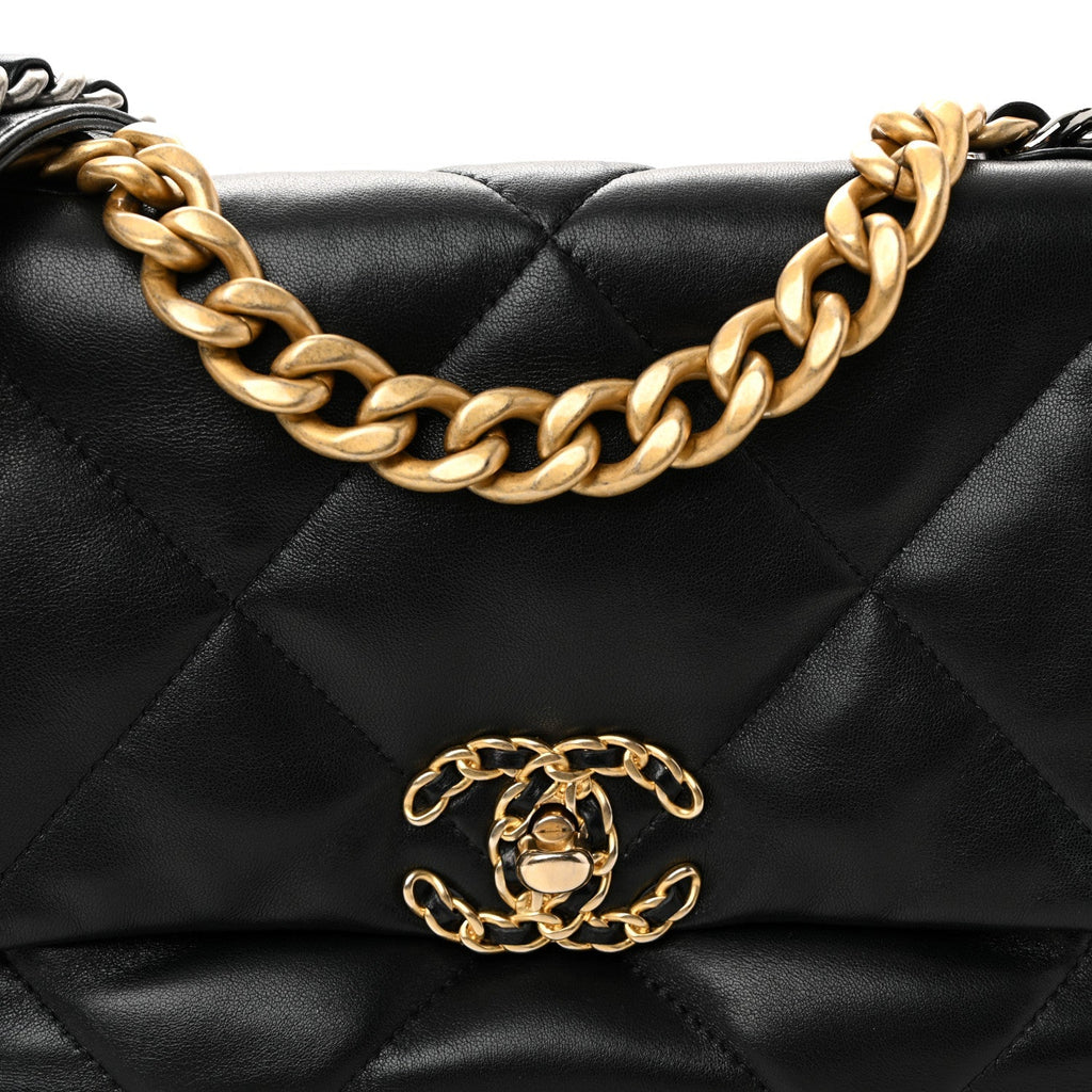 Lambskin Quilted Medium Chanel 19 Flap Black