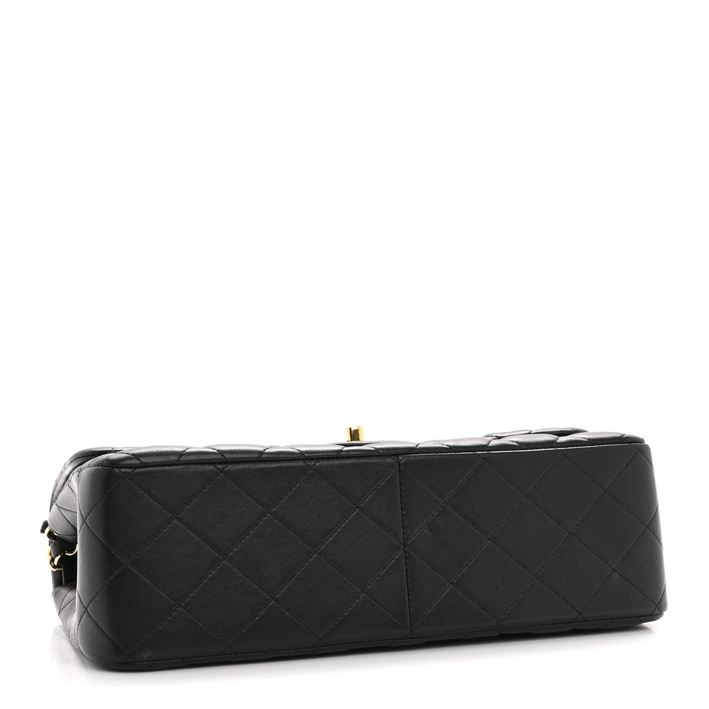 Lambskin Quilted Jumbo Double Flap Black