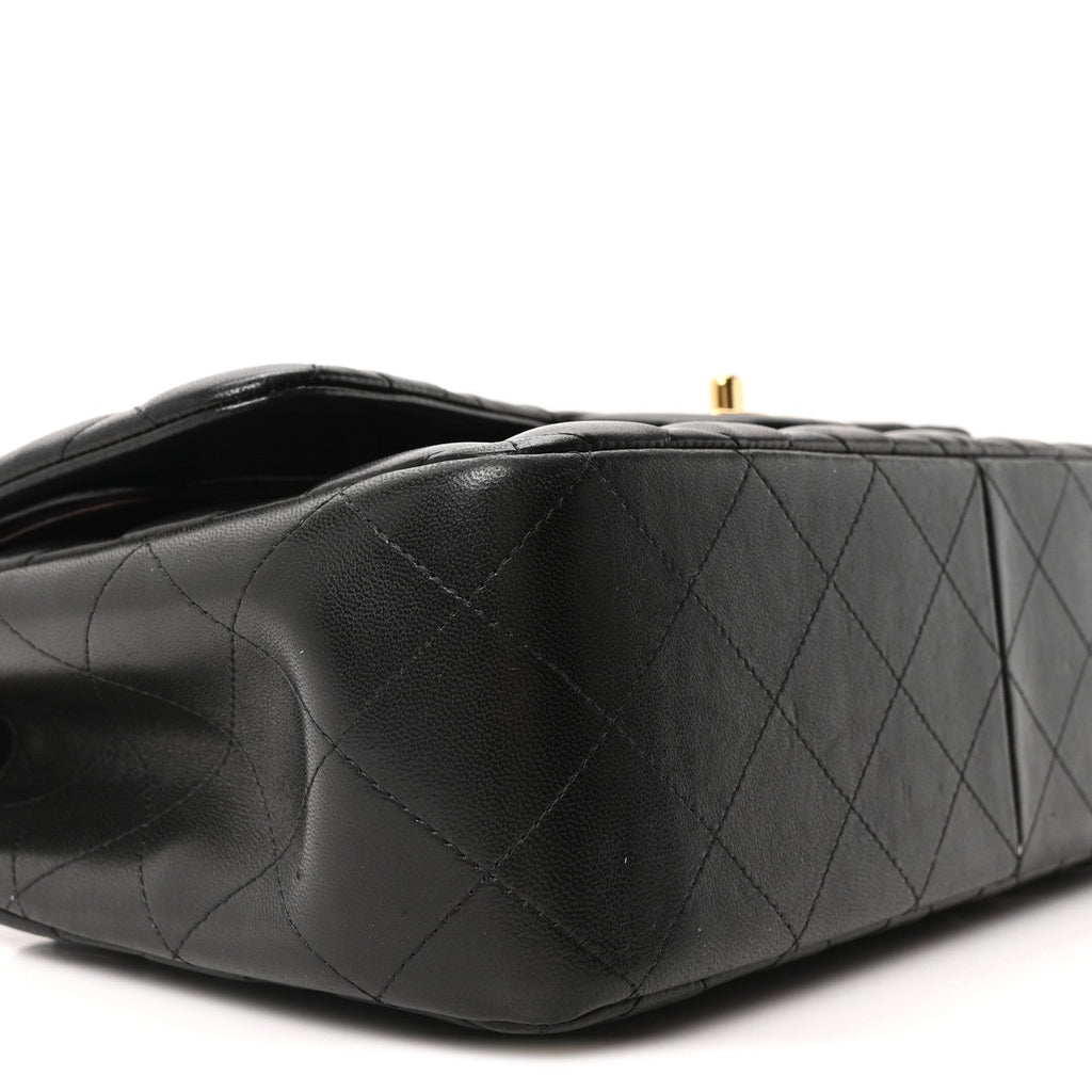 Lambskin Quilted Jumbo Double Flap Black