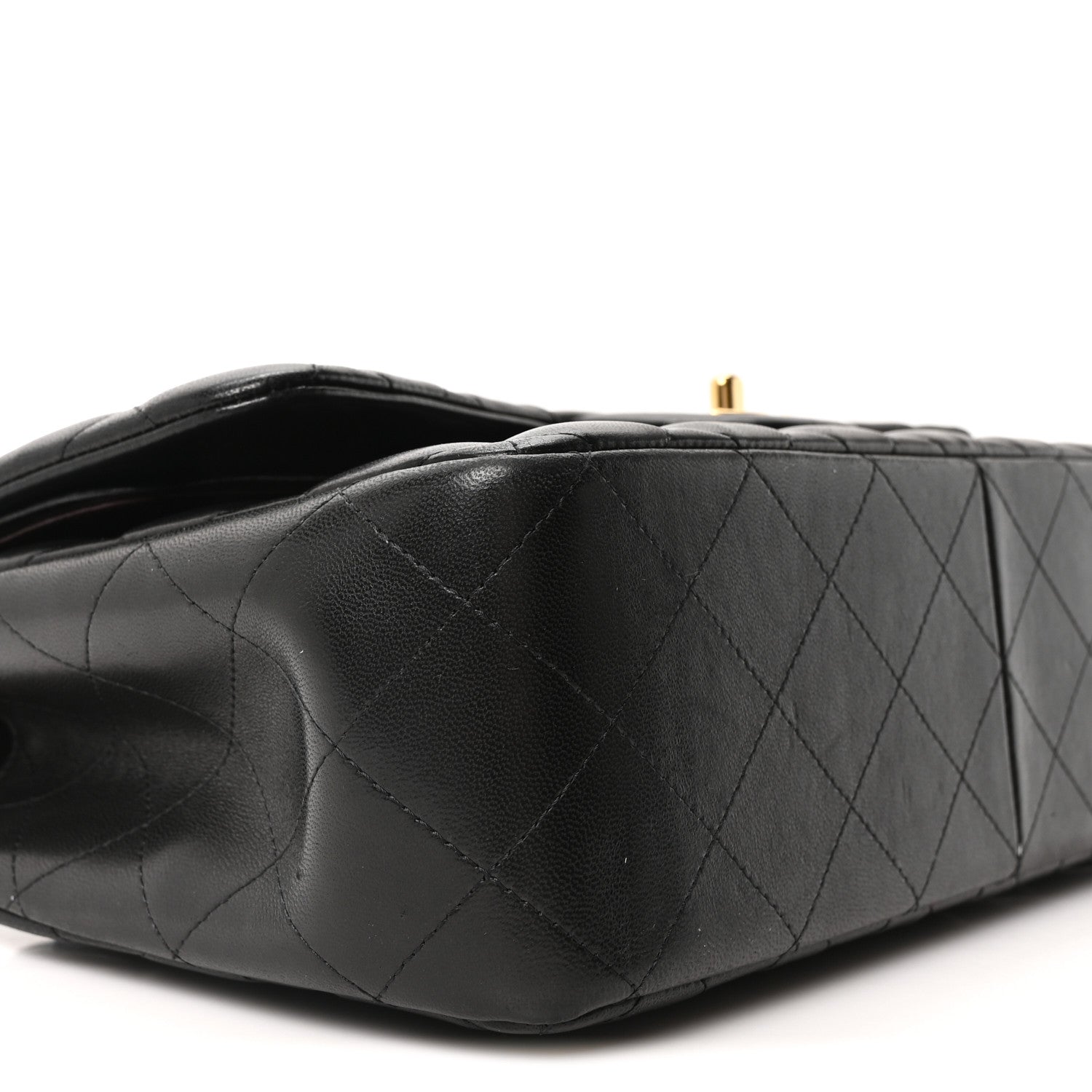 Lambskin Quilted Jumbo Double Flap Black