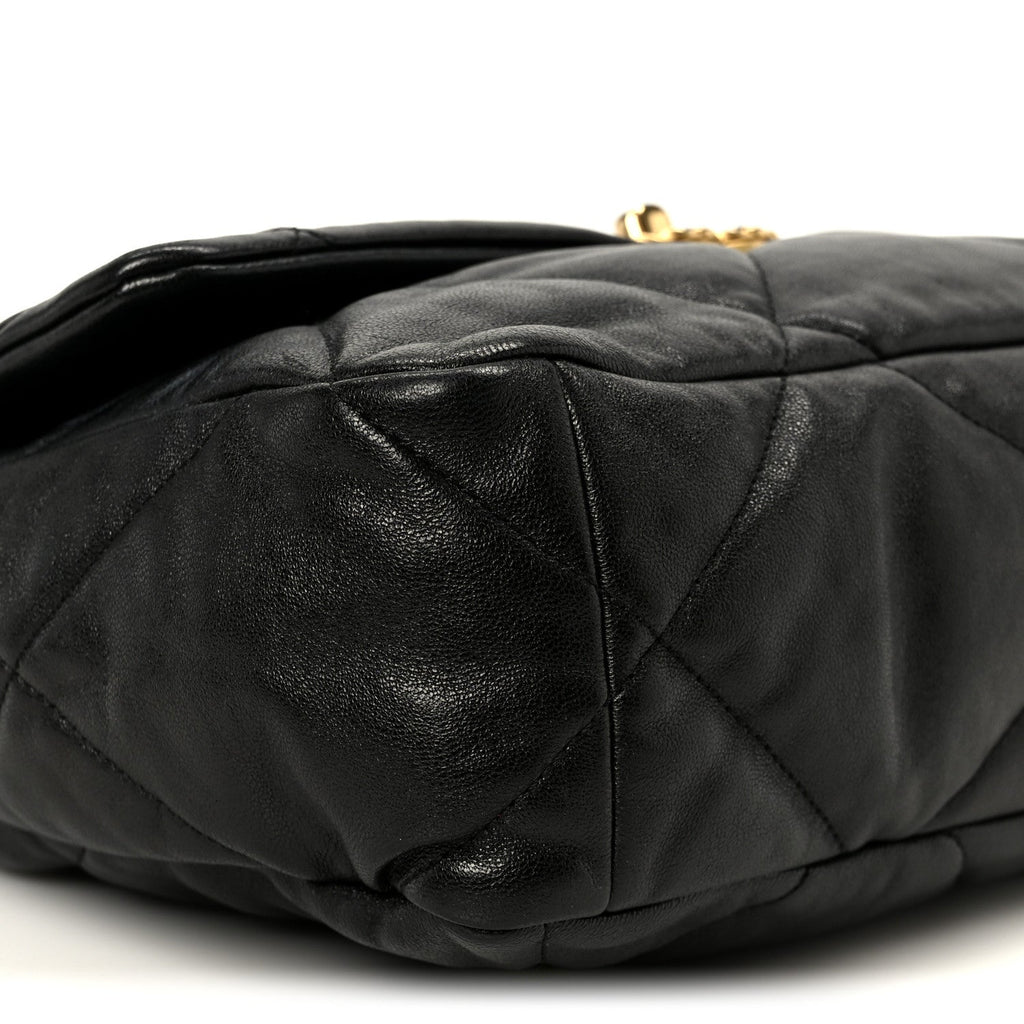 Goatskin Quilted Large Chanel 19 Flap Black