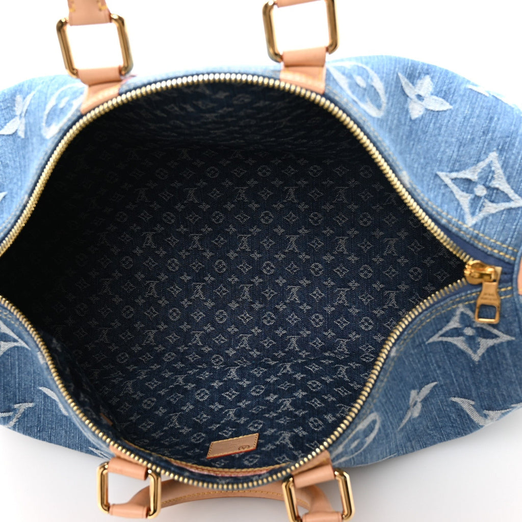 Denim Monogram New LV Remix Keepall Bandouliere 45 Blue