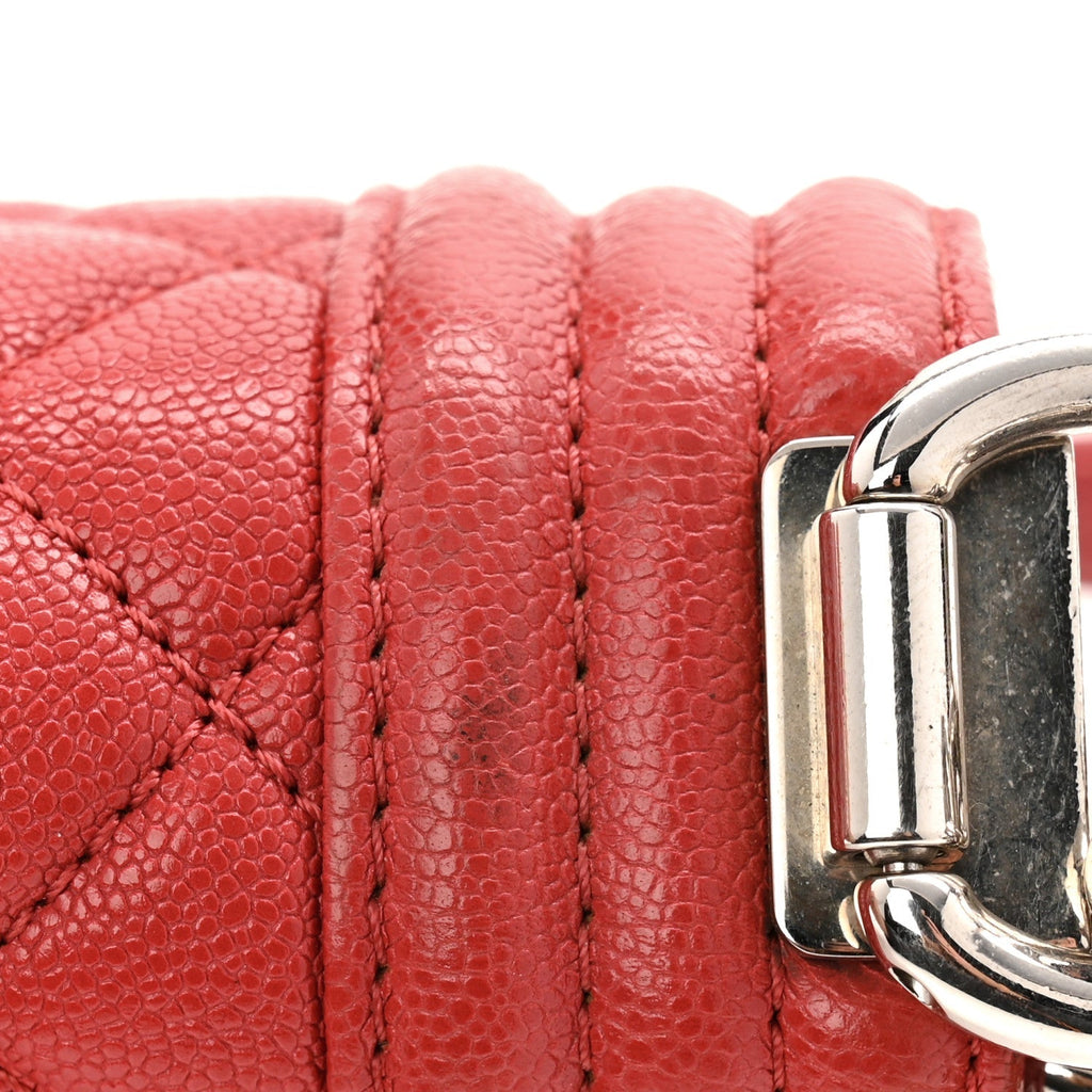 Caviar Quilted Small Boy Flap Red