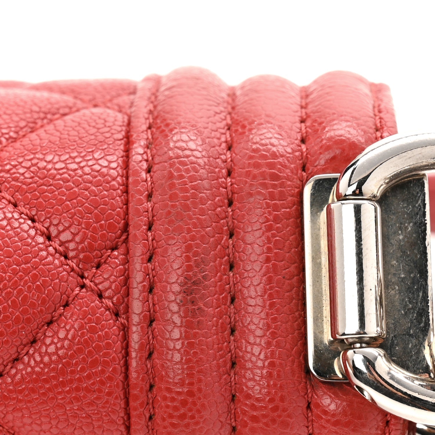 Caviar Quilted Small Boy Flap Red