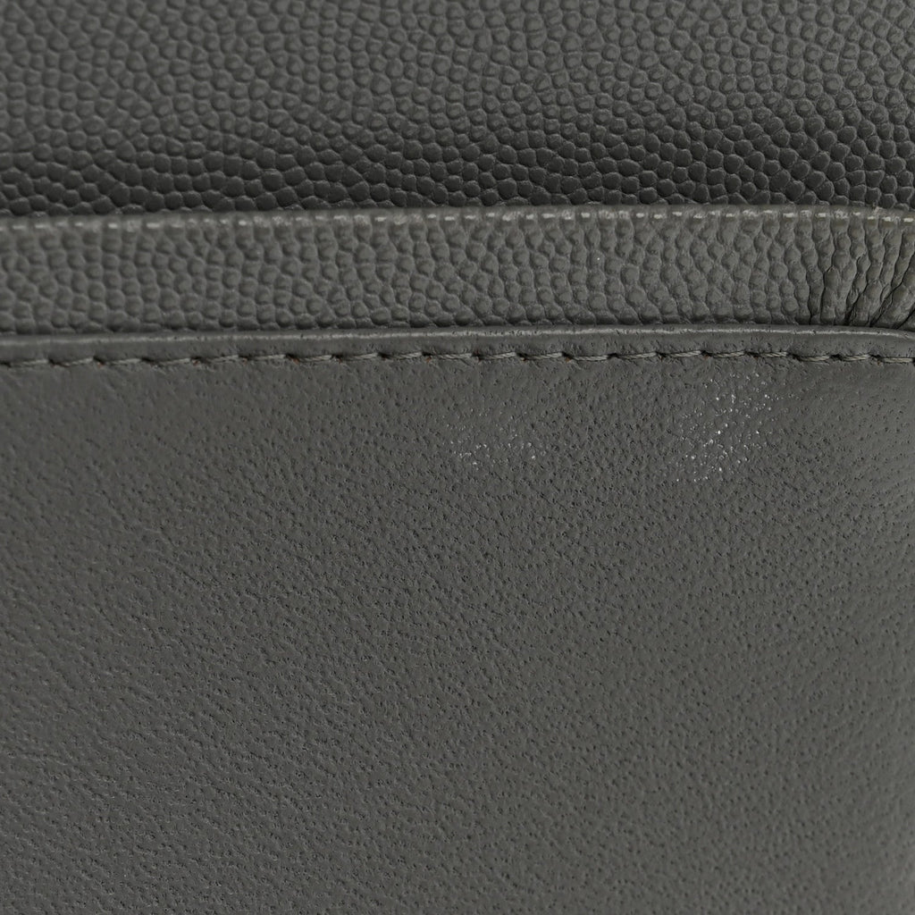 Caviar Quilted Jumbo Double Flap Grey