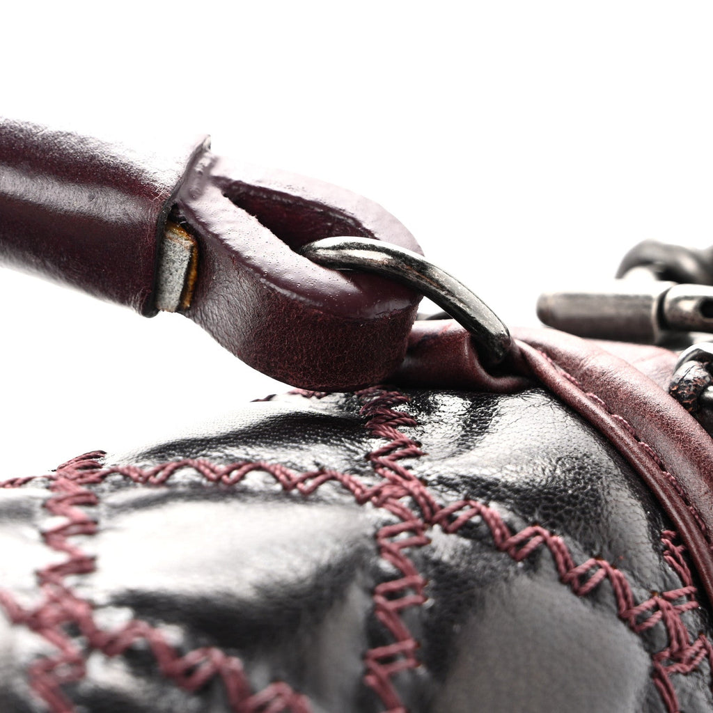 Goatskin Quilted New Medium Boy Handle Flap Burgundy