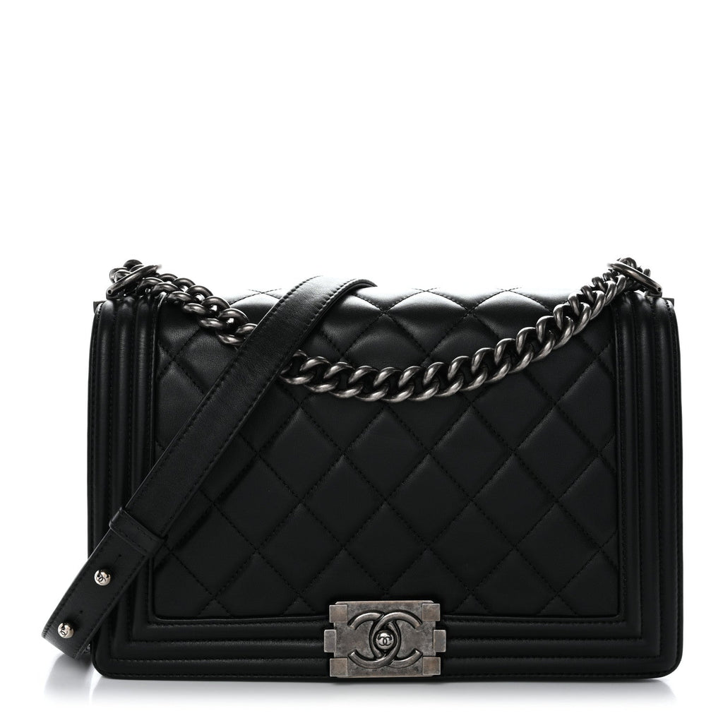 Calfskin Quilted Medium Boy Flap Black