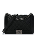 Calfskin Quilted Medium Boy Flap Black