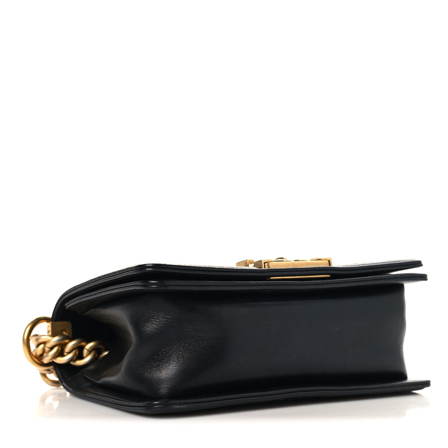 Lambskin Quilted Small Chain Detail Boy Flap Black