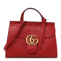 Calfskin Small GG Marmont Top Handle Bag Vulcanic Red