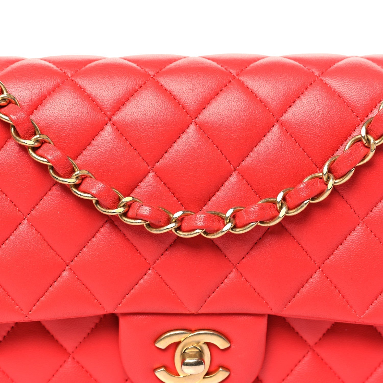 Lambskin Quilted Medium Double Flap Dark Pink