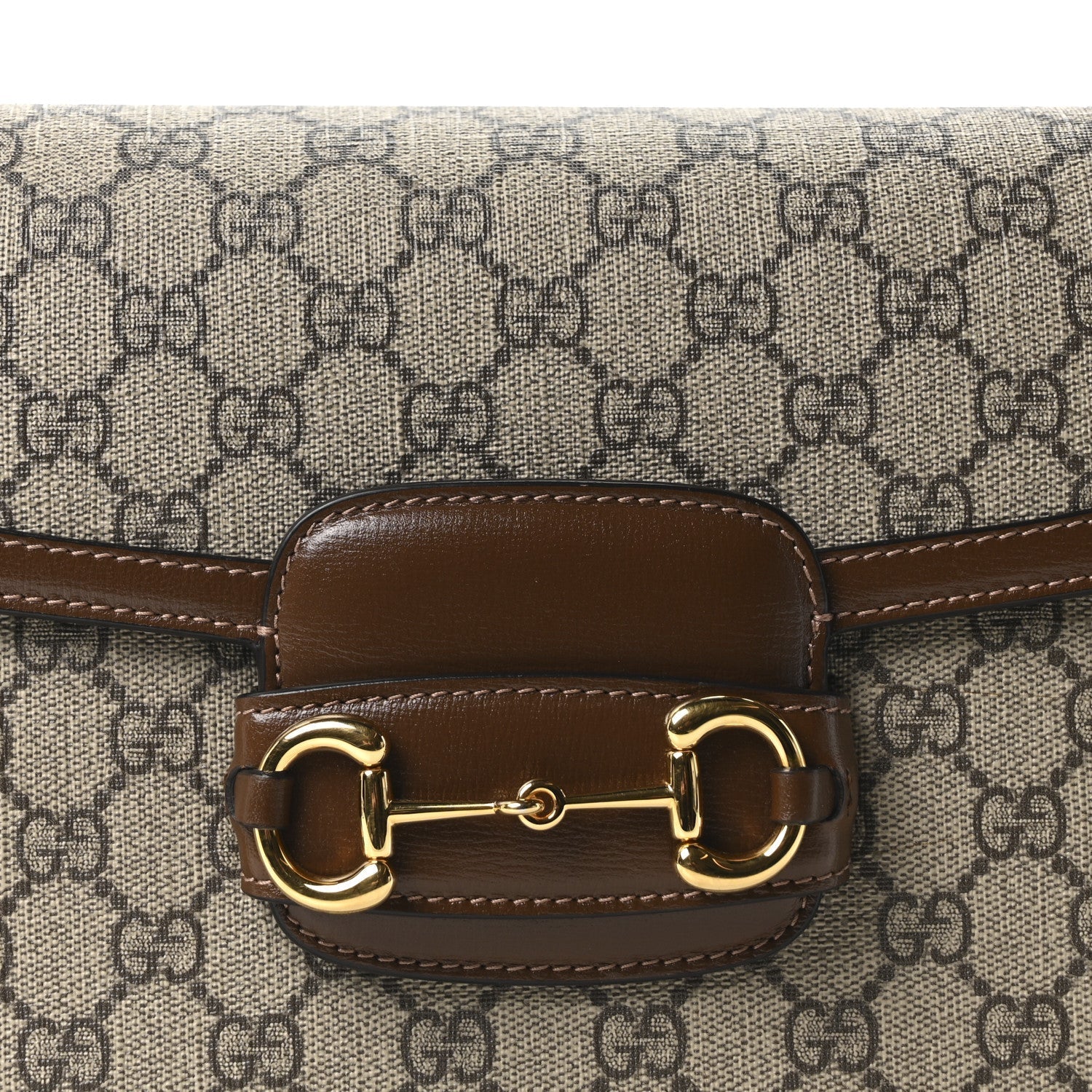 GG Supreme Monogram Horsebit 1955 Shoulder Bag Beige Brown Sugar