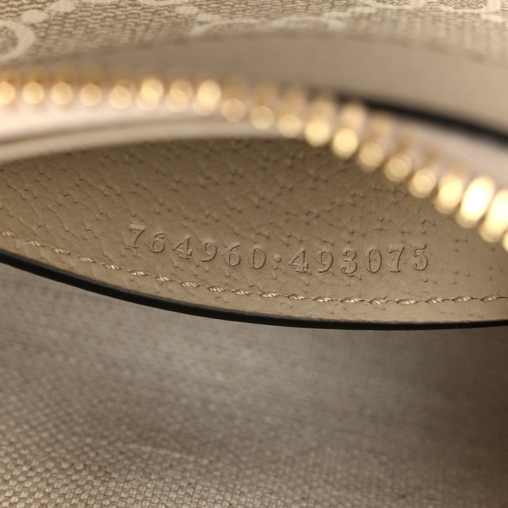 GG Supreme Monogram Textured Dollar Calfskin Web Mini Ophidia GG Handbag Beige Mystic White Oatmeal