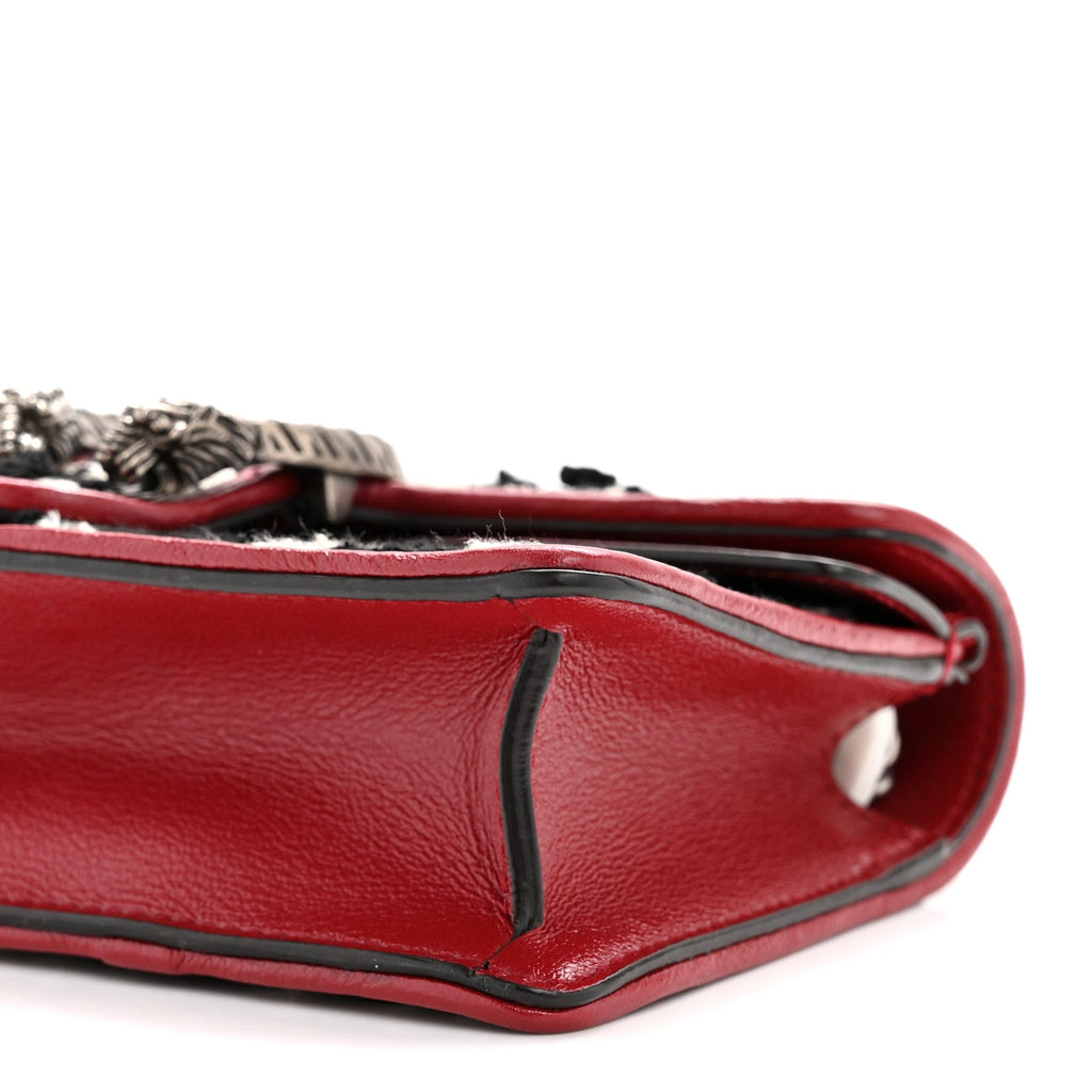 Tweed GG Monogram Super Mini Dionysus Shoulder Bag Black White Romantic Cherry