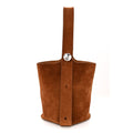 Suede Calfskin Medium Pebble Bucket Bag Tobacco