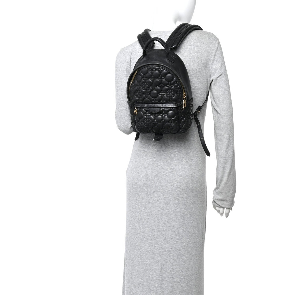 Lambskin Flower Quilted Palm Springs Backpack PM Black