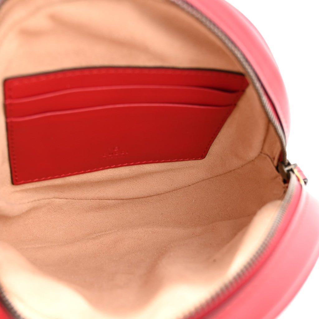 Calfskin Matelasse GG Marmont Round Wrist Wallet Hibiscus Red