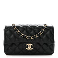 Lambskin Quilted Mini Rectangular Flap Black
