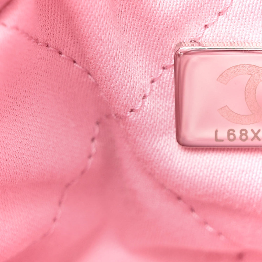 Metallic Lambskin Lacquered Monochrome Quilted Mini Chanel 22 Pink