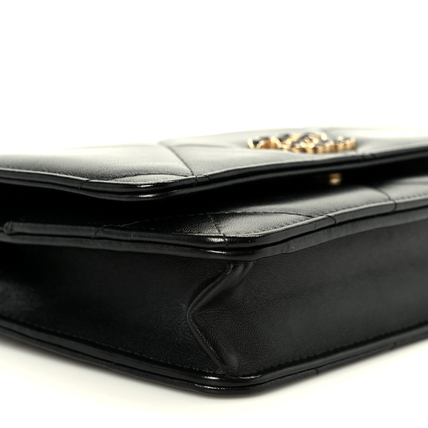 Lambskin Quilted Chanel 19 Wallet On Chain WOC Black