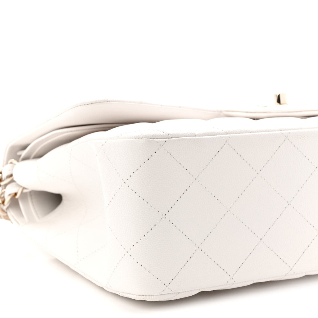 Caviar Quilted Jumbo Double Flap White