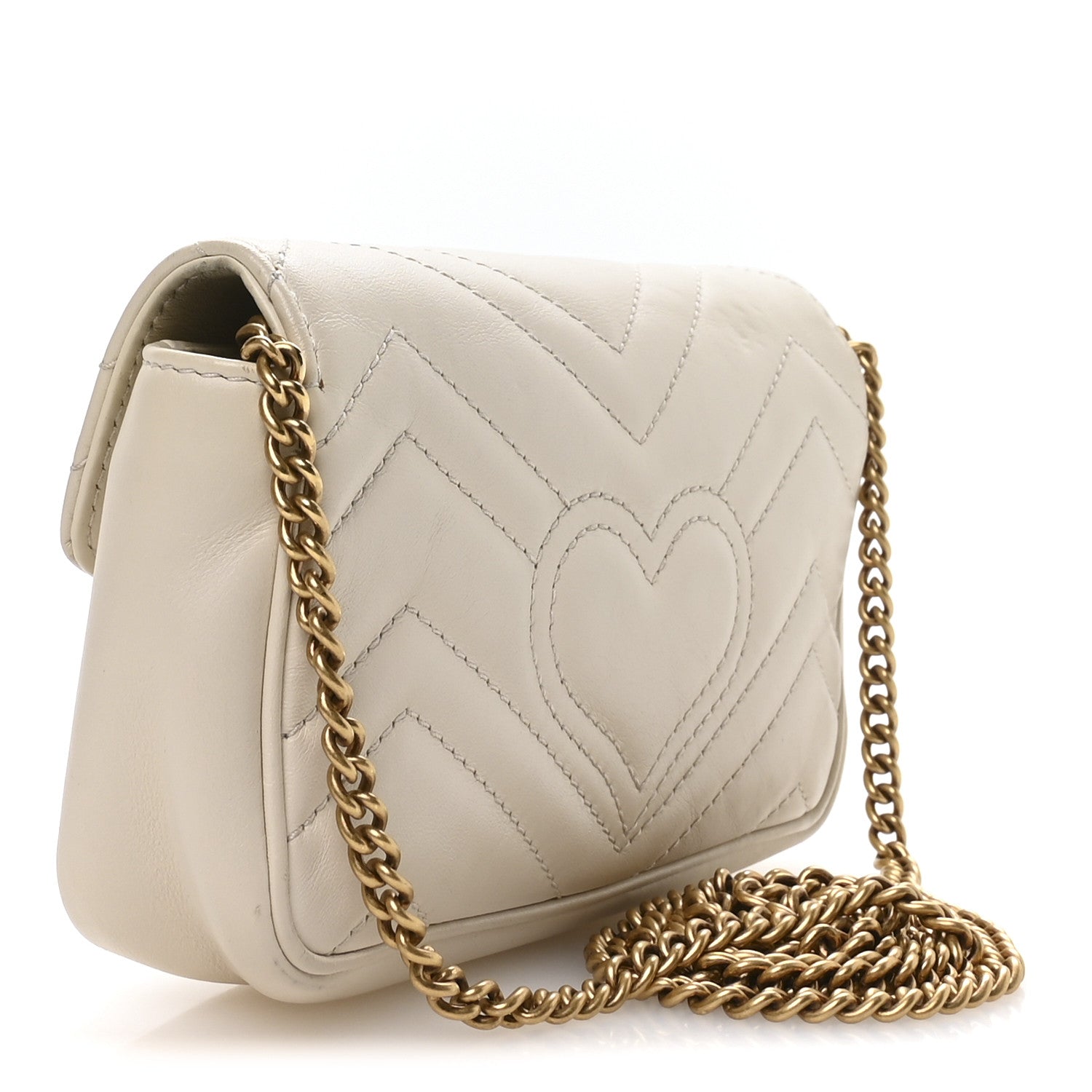 Calfskin Matelasse Super Mini GG Marmont Shoulder Bag White