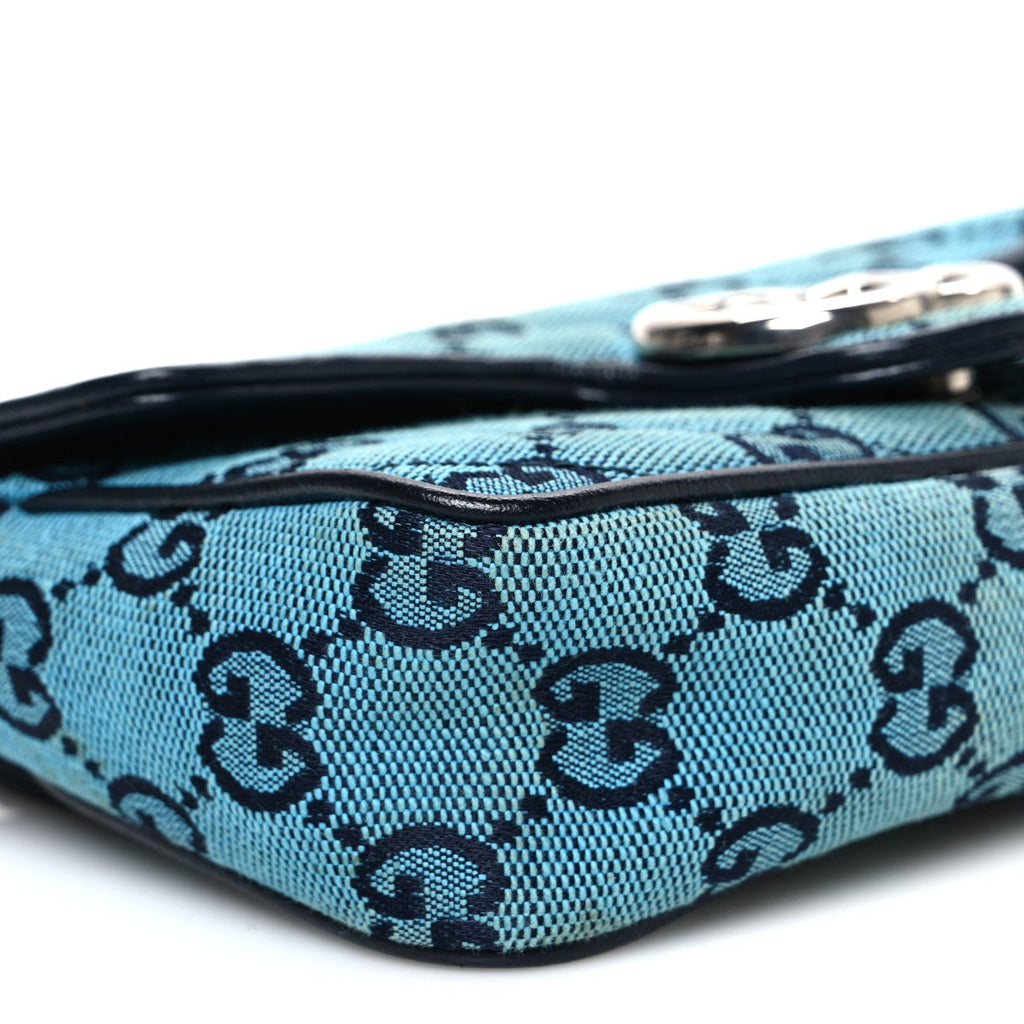 Monogram Multicolor Matelasse Diagonal Super Mini GG Marmont Shoulder Bag Light Blue