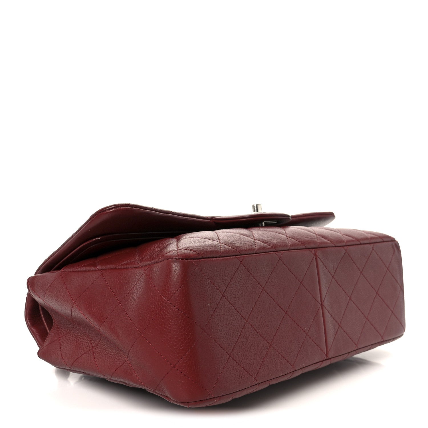 Caviar Quilted Jumbo Double Flap Dark Red