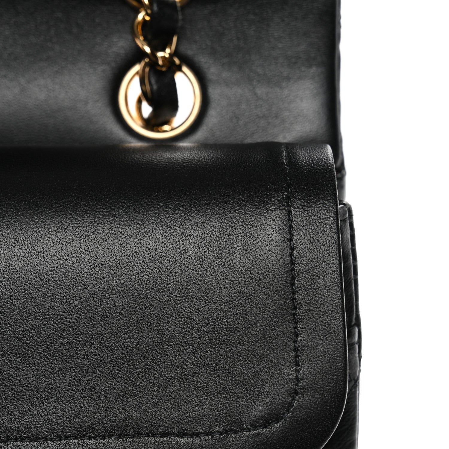 Lambskin Quilted Medium Double Flap Black