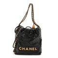 Shiny Calfskin Quilted Mini Chanel 22 Black