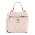 Lambskin Quilted Trendy Vanity Case Lilac