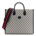 GG Supreme Monogram Azalea Calfskin Medium Retro Interlocking G Tote Bag Beige Blue
