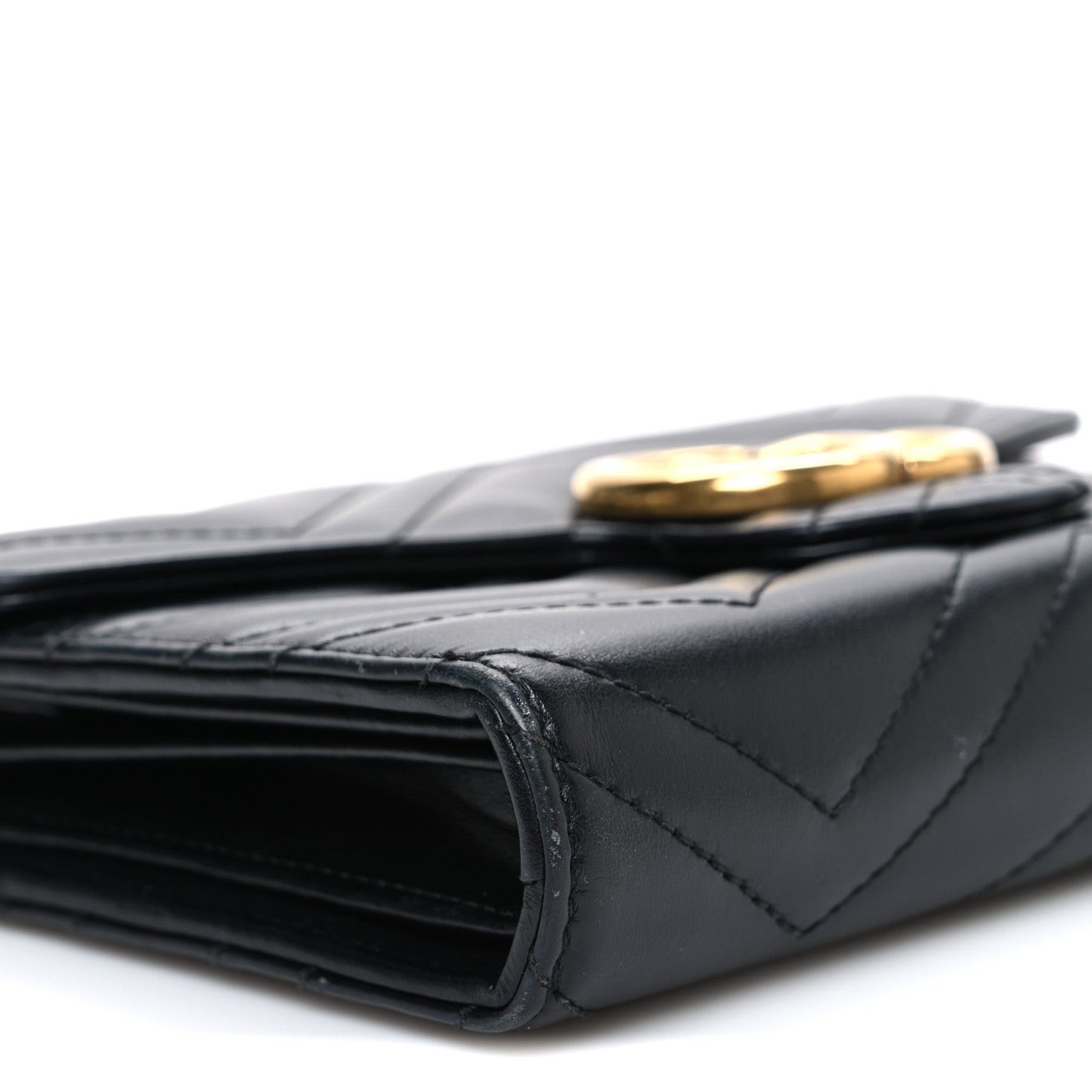 Calfskin Matelasse GG Marmont Chain Wallet Black