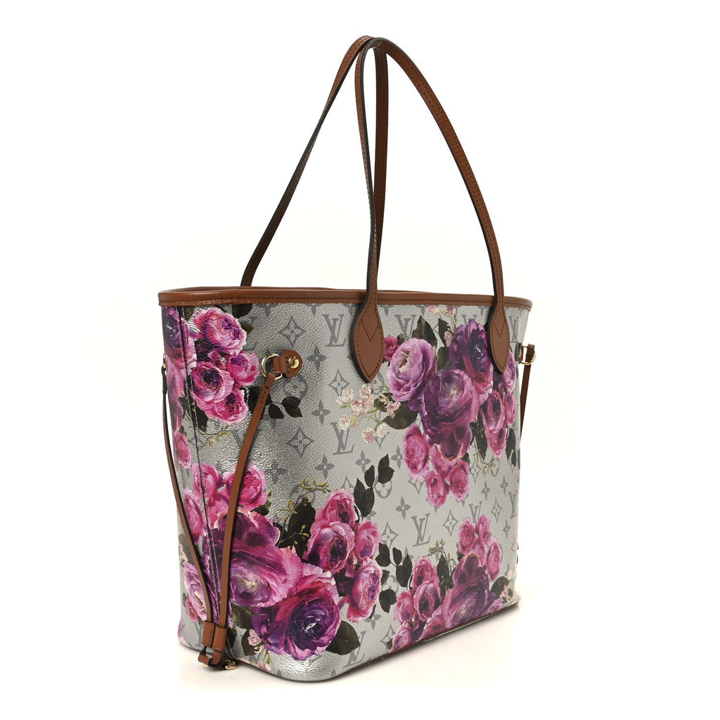 Metallic Monogram LV Garden Neverfull MM Silver